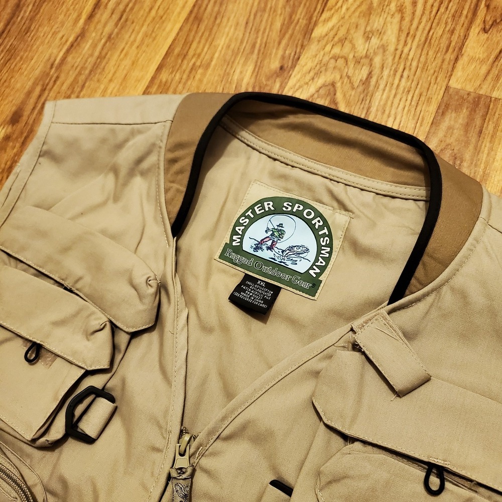 Master Sportsman Fishing Vest Adult 2XL Beige Rugged Outdoor Gear